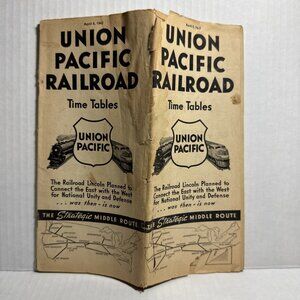 Union Pacific Railroad Time Tables April 5, 1942 Collectible Rail Road